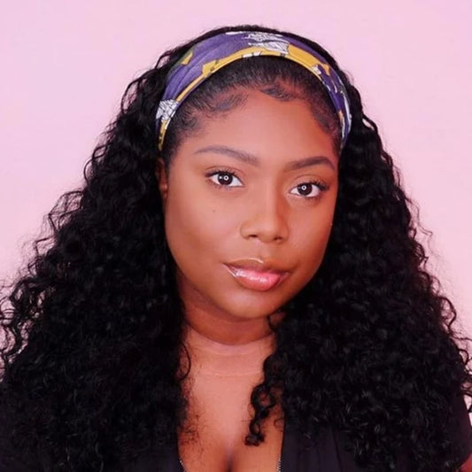 16Inch Grab-N-Go Headband Wigs 100% Deep Curly Virgin Human Hair Wigs